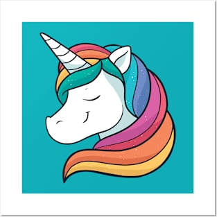 Cute Rainbow Sparkle Unicorn Posters and Art